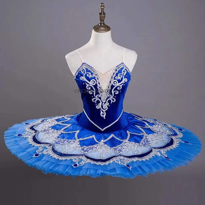 Dancewear Hoge kwaliteit Aangepast formaat Competitie Prestatiekleding Dames Volwassen Kinderen Meisjes Professionele Ballet Tutu Blauw 231124