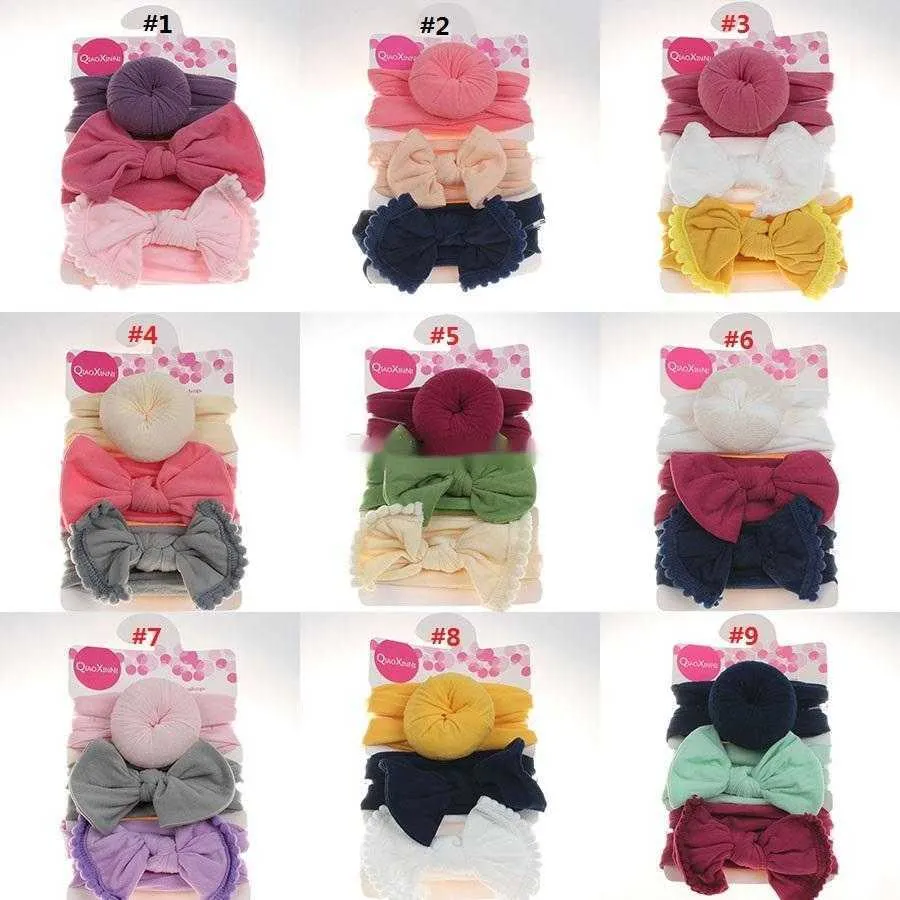 Baby Girls Knot Ball Donut Headbands Bow Turban Infant Elastic Hairbands Children Headwear kids Hair Accessories C5762