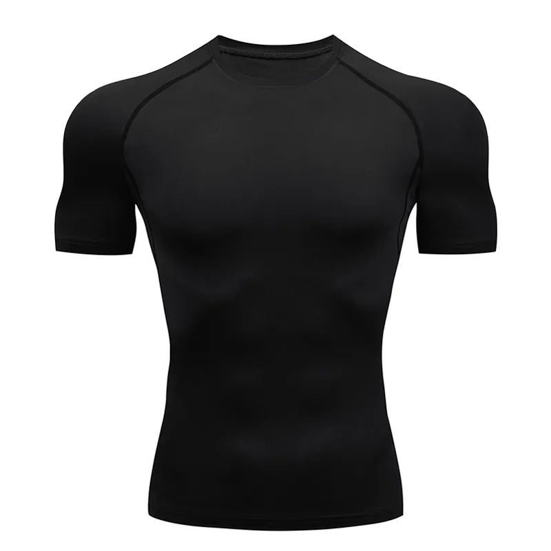 Herren T-Shirts Kompression Schnell trocknend T-Shirt Herren Laufsport Skinny Short T-Shirt Herren Gym Fitness Bodybuilding Workout Schwarz Tops Kleidung 230425