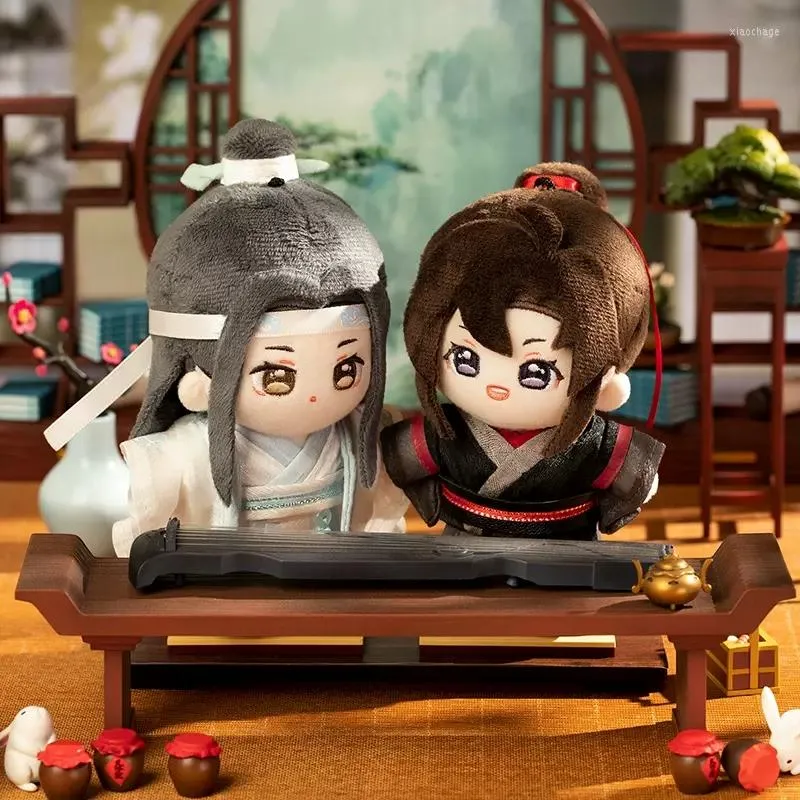 Masa bezi anime mdzs cosplay kawaii hayranları mo dao zu shi wei wuxian lan wangji 12cm peluş doldurulmuş pamuklu bebek peluşe kolye oyuncak hediye bl