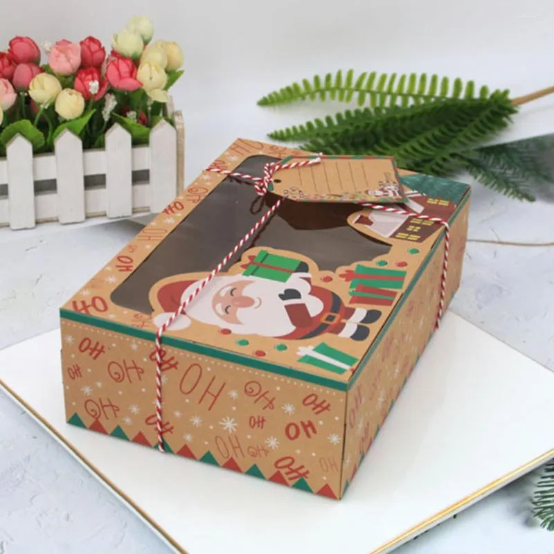 Gift Wrap Christmas Boxes Box Cookiepresent Treat Goodie Tag Clear Windowbakery Kraft Party Decorative Paper Favor Candy Packaging