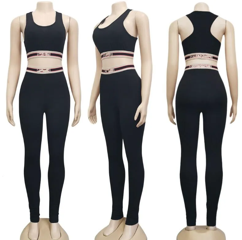 Kvinnors outfit Tracksuits Sportswear Yoga Set Vest Fitness Suit Letter Print Workout Clothes Gym Set Wear Sport High Quatity