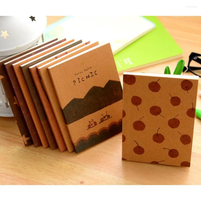 1Pcs Kraft Paper Notebook Cute Pirint Daily Book Pocket Portable School Stationery Supplies