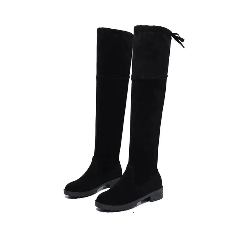 Autumn Winter Keep 174 Varm över kvinnan Stretch Fabric Knee High Boots Kvinnliga Women Shoe Botas Mujer 231124