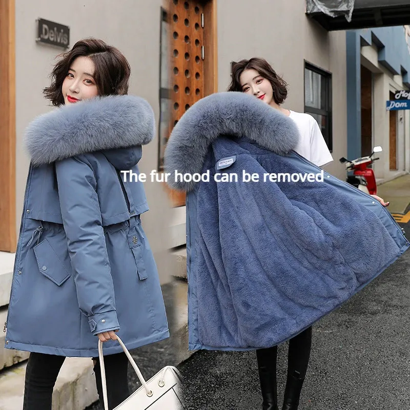 2023 Winter Womens Ankle Length Parka Fashionable Wool Liner Coat