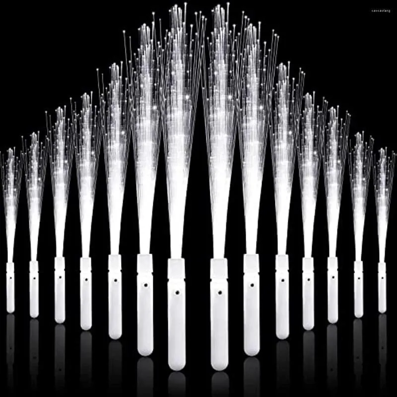 Party Decoration 12-24 Pieces Glow Fiber Optic Wand Led Light Up Stick 3 Modes White for Wedding Birthday