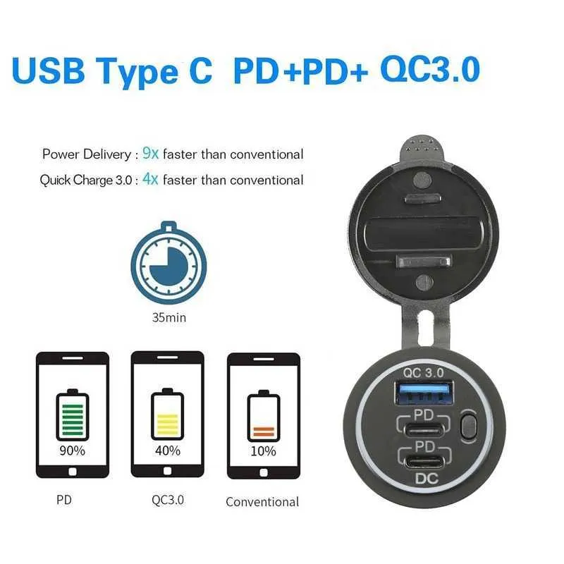 MEIRIYFA Dual USB Accendino Presa di Alimentazione Caricatore da Auto