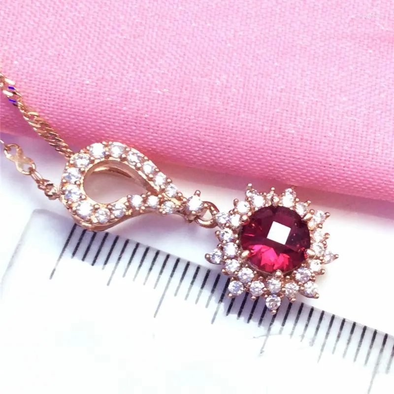 Chains Classic Design 585 Purple Gold Plated 14K Rose Chain In Ruby Necklaces Exquisite Luxury Ladies Dinner Wedding Jewelry