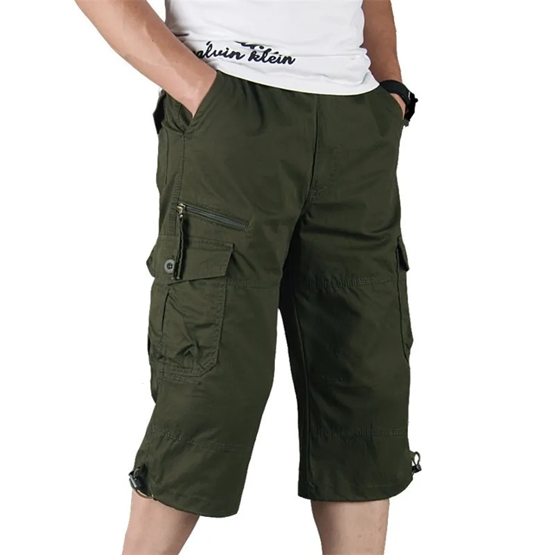 Shorts masculinos de verão masculino shorts de carga casual macacão de algodão longo de longa bolso calcinhas de bolso militar shorts táticos de camuflagem 230426