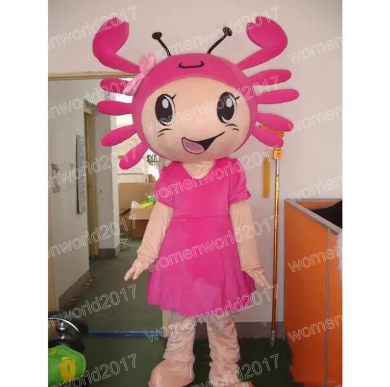 Halloween rosa Krabbe Maskottchen Kostüm Simulation Cartoon Charakter Outfits Anzug Erwachsene Größe Outfit Unisex Geburtstag Weihnachten Karneval Kostüm