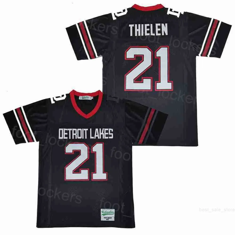 Voetbal High School 21 Adam Thielen Detroit Lakes Jerseys Man Ademend College All genaaid Retro Team Black Moive Pure Cotton Pullover University Hiphop Top