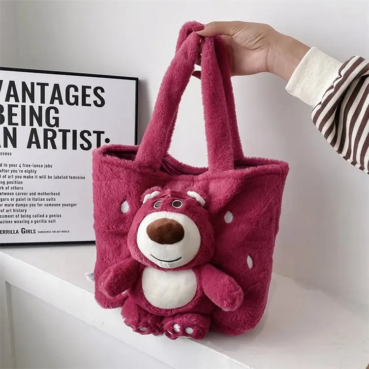 Kvällspåsar Personlig design Plush Satchel Autumn/Winter Trend Tygväska fylld björndocka axel för kvinnor flickas handväska