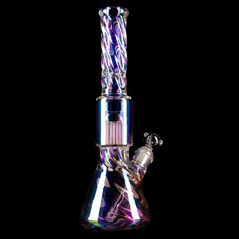Rainbow Glass Water Bong Hookahs Downstem Perc Recycler Dab Rigs Smoking Pipe Heady Bongs Chicha Bubbler With 14mm