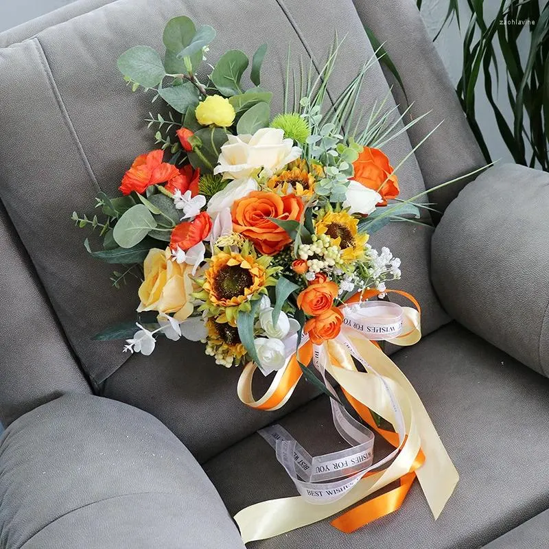 Buquê de flores de casamento conjunto de noiva simulação rosa carta flor adereços