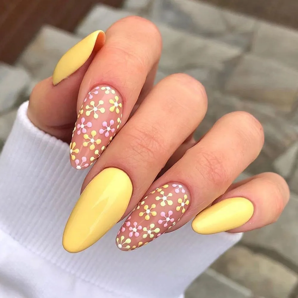Set Pink Almond Oval Head Long Ballerina Shaped Nails With Full Cover Glue  And Press On Med For DIY Manicure Artificial Nail Tips 230425 From Jin06,  $8.35