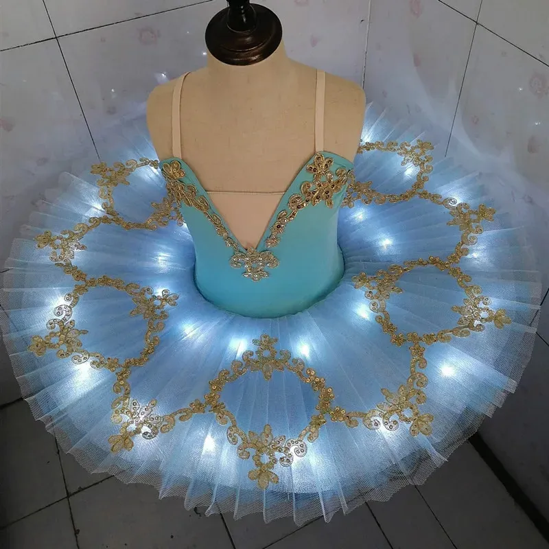 Dancewear Professionale Led Light Swan Lake Ballet Tutu Costume Ragazze Ballerina Dress Bambini Ballet Dress Dancewear Stage Party Costumes 231124