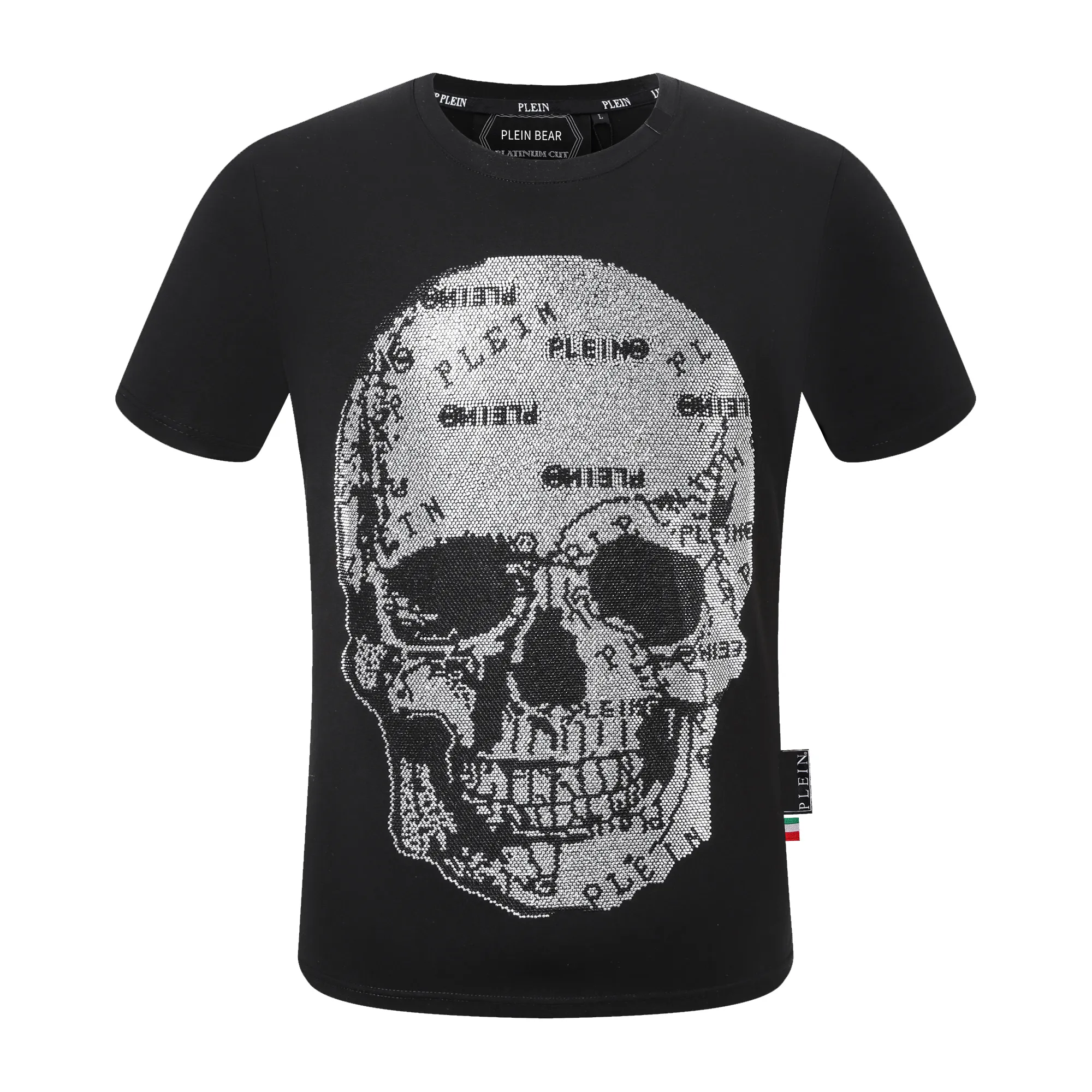 Plein urso camiseta masculina designer tshirts Round Round Rhinestone PP Skulls Men T-shirt Round Neck Ss Ss Skull e Plein com cristais Camasta de hip hop Top Tees 161309