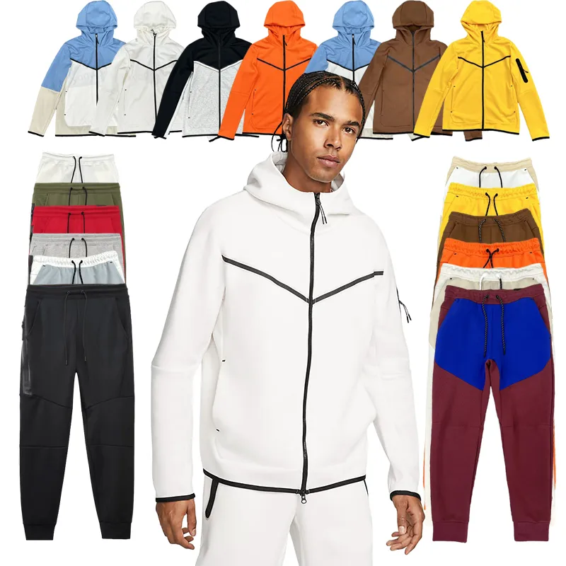 التكنولوجيا Fleeces Sportswear مصممي الملابس الكاملة Zip Hoodies السراويل رجالي الجاكيتات الشتاء التدريب على اللياقة البدنية الرياضة سراويل القطن الفضاء سراويل المرأة الركض