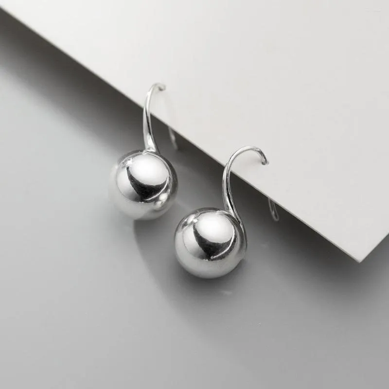 Dangle Earrings LAVIFAM Pure 925 Sterling Silver Simple Smooth Round Ball Short Ear Hook Personalized Jewelry For Women