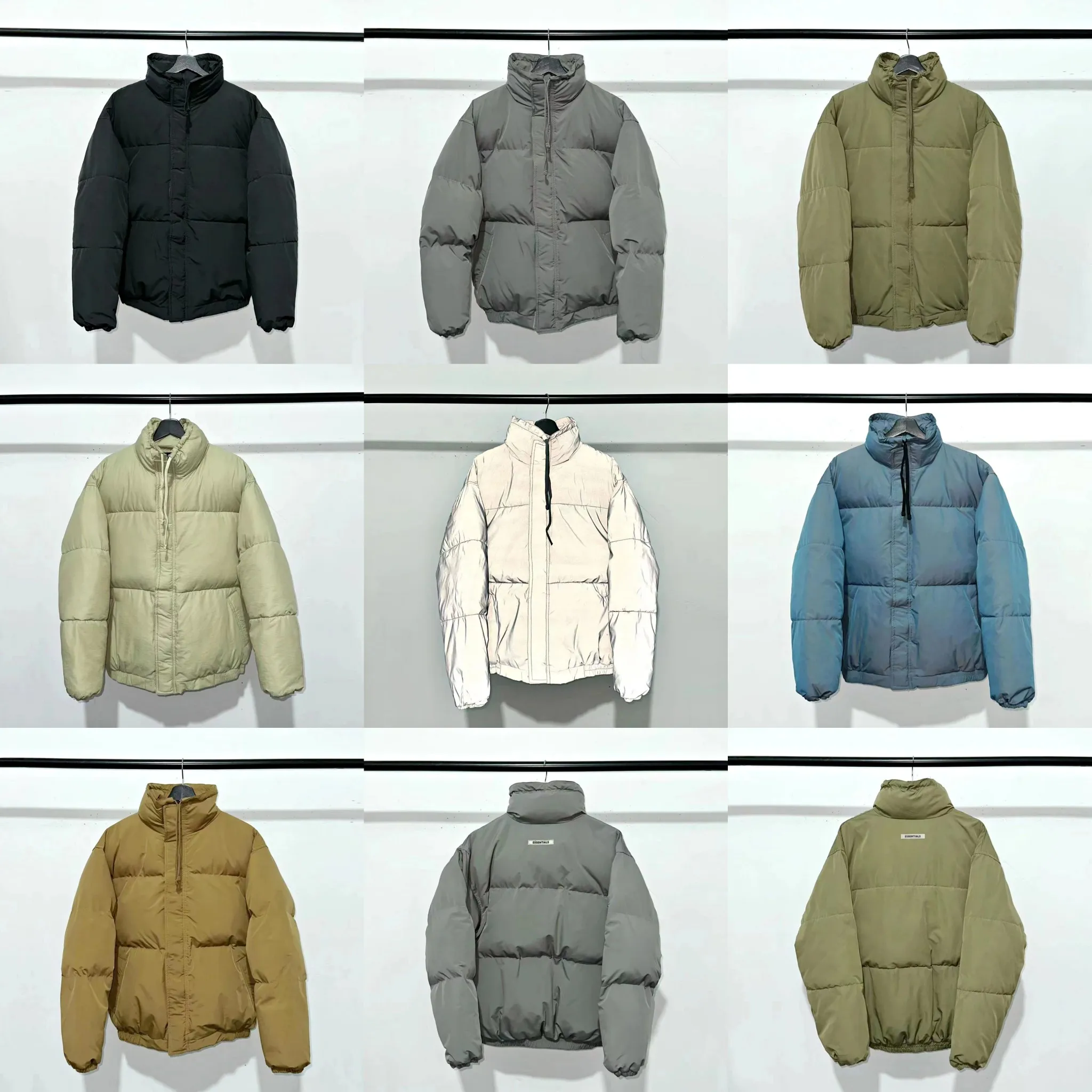 ESS MENS WINTER ESSENEAL WOMEN SPLICE HOODED EMBRIDERY DOWN JACKET WAME PARKA COAT MEN PIFFER LETTER PRINT OUTWEAR複数の印刷ジャケット