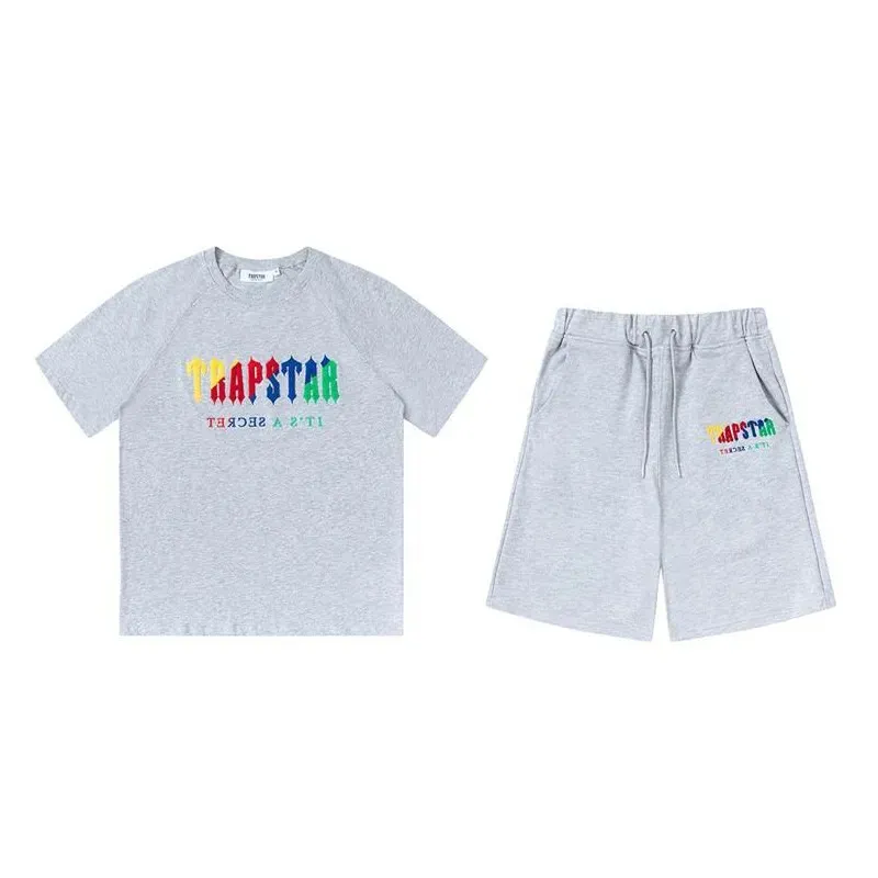 T-shirt da uomo firmate Marca TRAPSTAR Abbigliamento da uomo T-shirt Set di tute Harajuku Top Tee Divertente maglietta a colori Hip Hop Pantaloncini da spiaggia