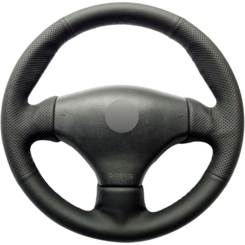 Stuurwielafdekkingen Black PU Faux Leather Diy Handgestikte autoverekking voor 206 1998-2005 SW 2003-2005 CC 2004 2005 Steering Coverssteering