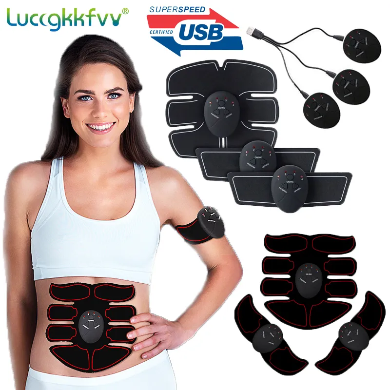 Slimmerbelt USB wiederaufladbarer EMS-Muskelstimulator Drahtloser Gesäß-Hüfttrainer Bauch-ABS-Fitness-Körpermassagegerät 230425