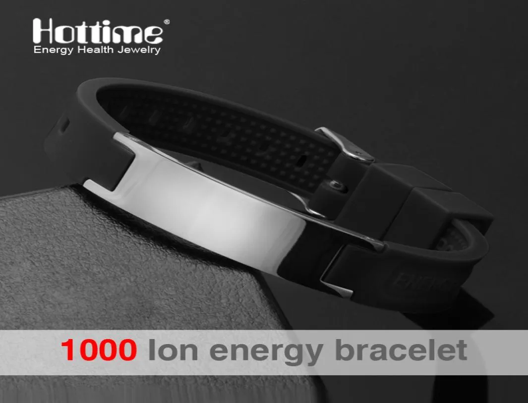 Zwarte kleur Power siliconen polsbandje 4 in 1 Bio Elelents Energie magnetische armband voor mannen Polsband Houd balans armbanden6822689