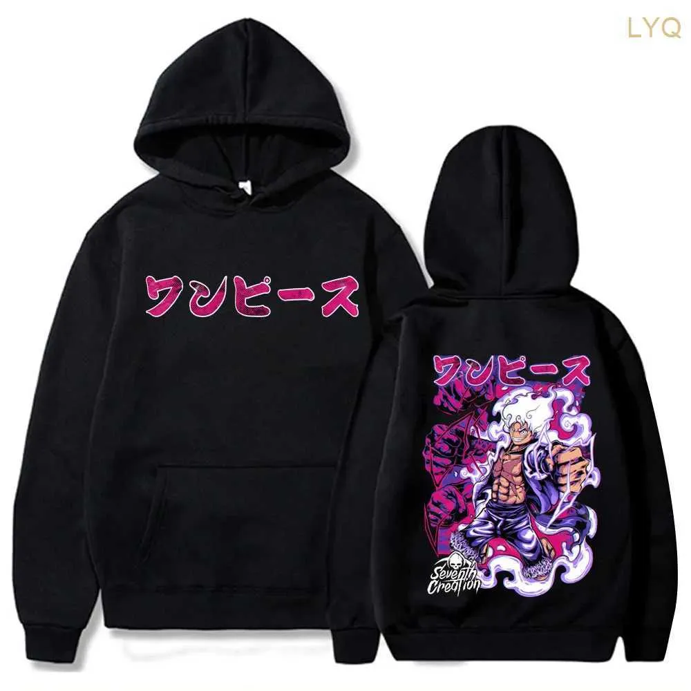 Kvinnors hoodies tröjor anime en bit luffy hoodie man kvinna hip hop hajuku pullover toppar tröja plus size hoodie hoodie höst vinter fleece hoodie