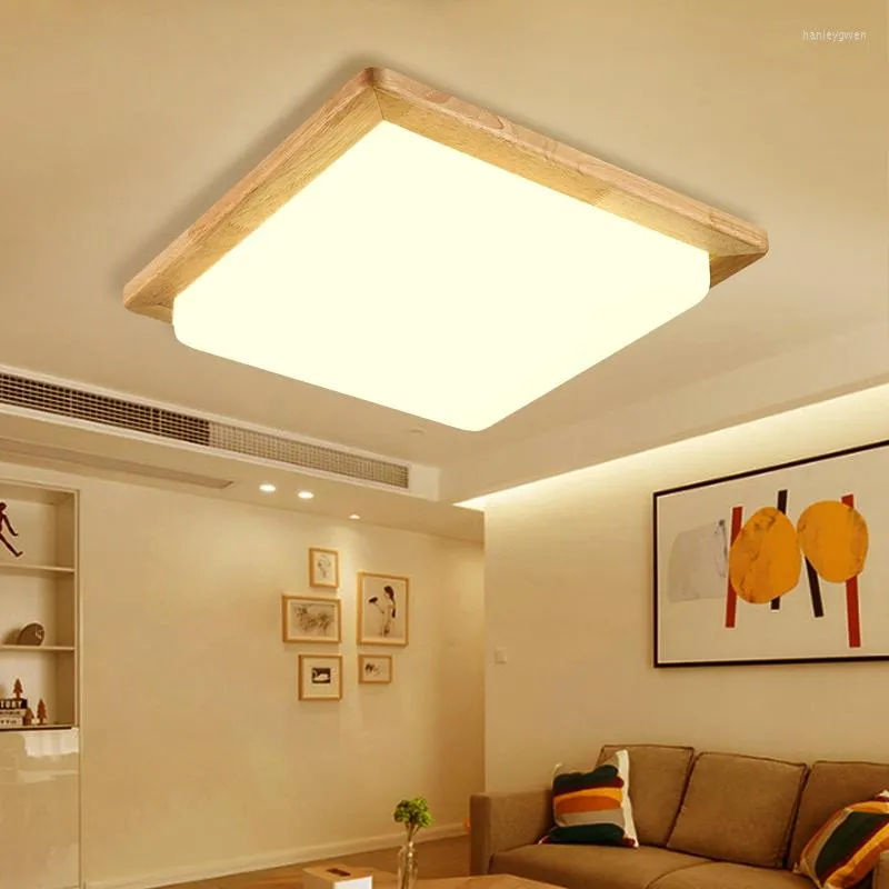 Pendant Lamps Solid Wooden Ceiling Lamp Square Wood Logs Nordic Japanese Lighting Hall Balcony Porch Bedroom MZ131