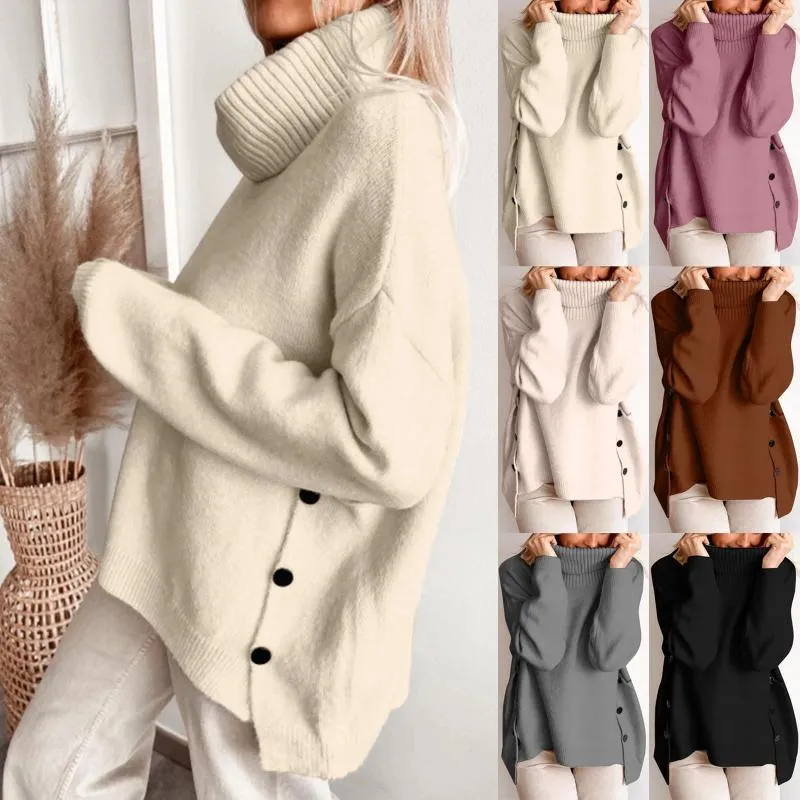 Women's Sweaters Womens Fashion Autumn Winter Knit Sweater Thick Thread Pullover Turtleneck Ropa De Mujer Damen Strick