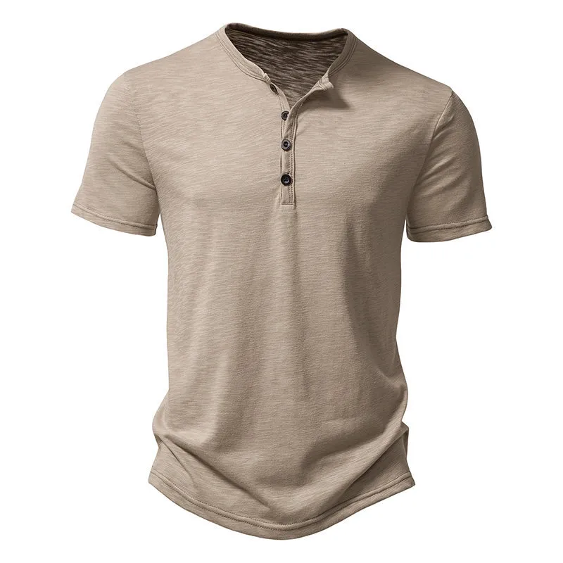 Herren-T-Shirt, Designer-Hemd, T-Shirt, Poloshirt, Henley-Kragen, Sommer-Männer, lässig, einfarbig, kurzärmelig, T-Shirt für Herren, Polo-Männer, hochwertige Herren-T-Shirts, Schwarz, Größe 2XL