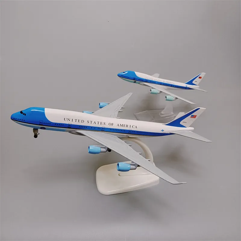 航空機Modle USA米国空軍1つの航空会社ボーイング747 B747-400 Airways Diecast Airplane Model Plane Aircraft Toys Alloy 230426