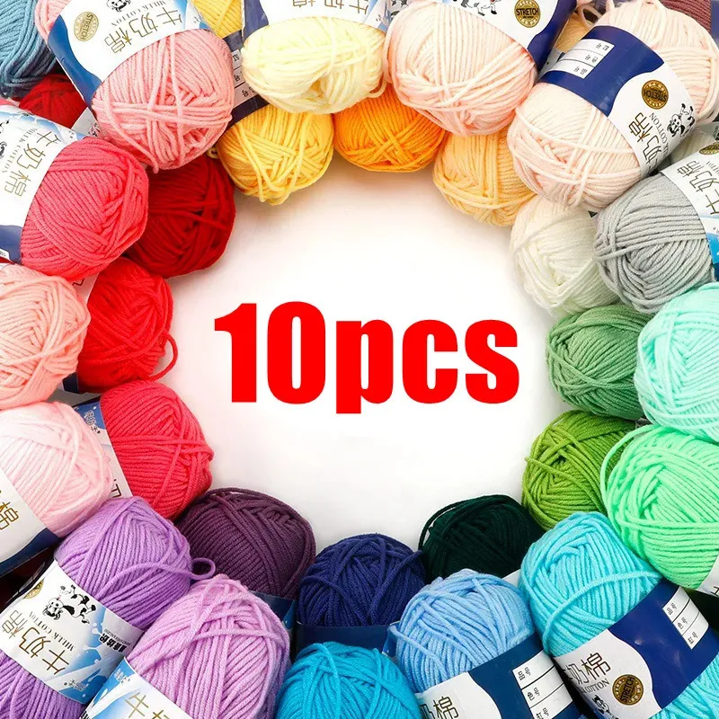 Fabric and Sewing 10pcs Milk Cotton Knitting Yarn Soft Blended Crochet Thread For Hand Sweater Baby 500gSet 231124