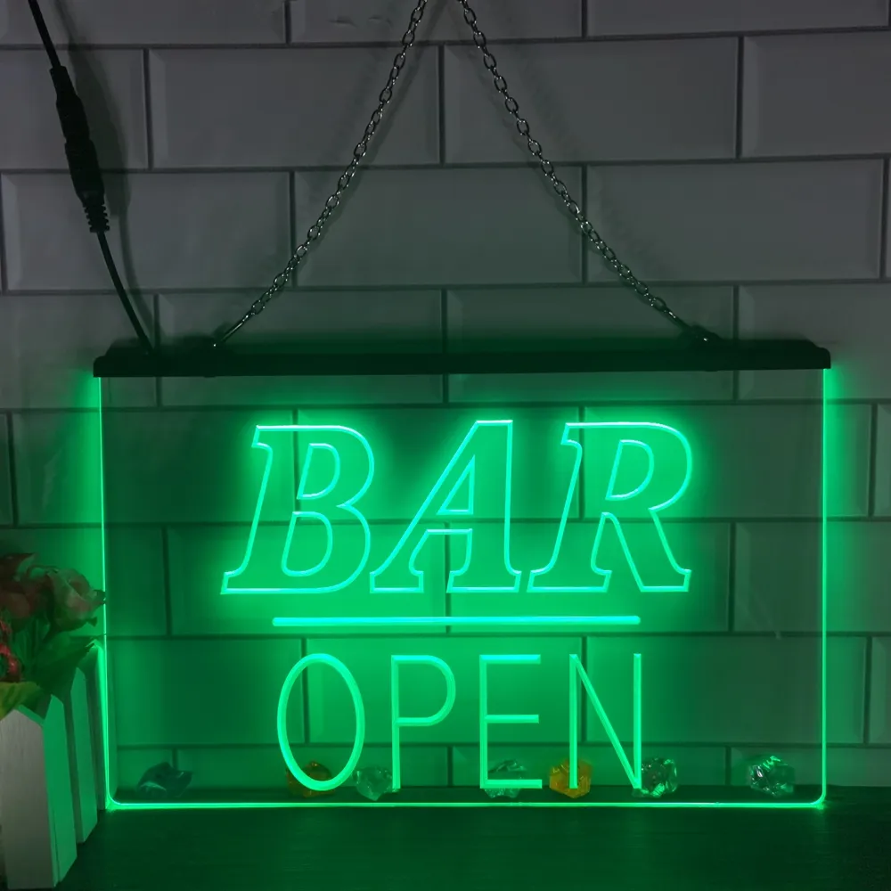 Bar Is Open Neon Light Sign 20x16 Lamp Glass Decor Wall Space Hanging N13