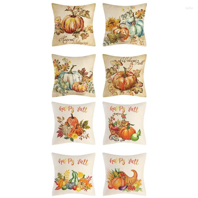 Pillow Case Fall Covers Thanksgiving Cushion Couch Throw Decor Set Of 4 18 X Inch Autumn Theme Farmhouse Pumpkin Decorative