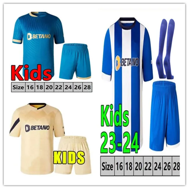 23 24 Kids FC Portos Soccer Jerseys Campeoes Pepe Sergio Oliveira Mehdi Luis Diaz Matheus Training Fans Version 2023 2024 Kits