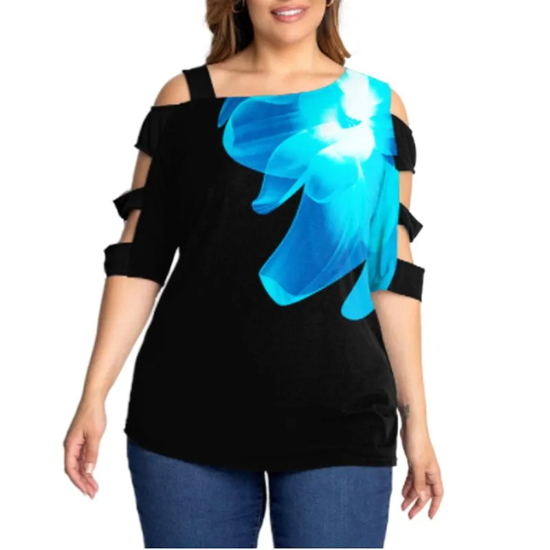 Tシャツのヴィンテージプリントカットアウト半袖プラスサイズチュニックTシャツ女性セクシーなスキューカラーホローアウトエレガントなストリートウェアペプラムトップ