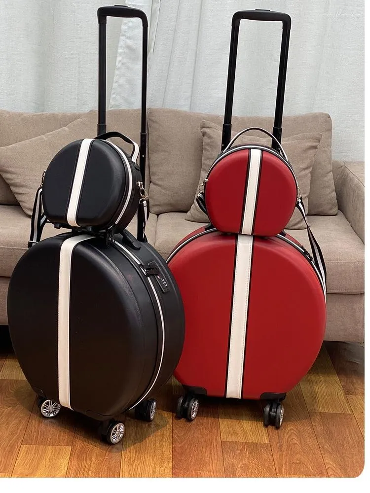 Suitcases Travel Suitcase Luggage Case White Red Green18"Circular Carry-on Bag On Wheels With Suit