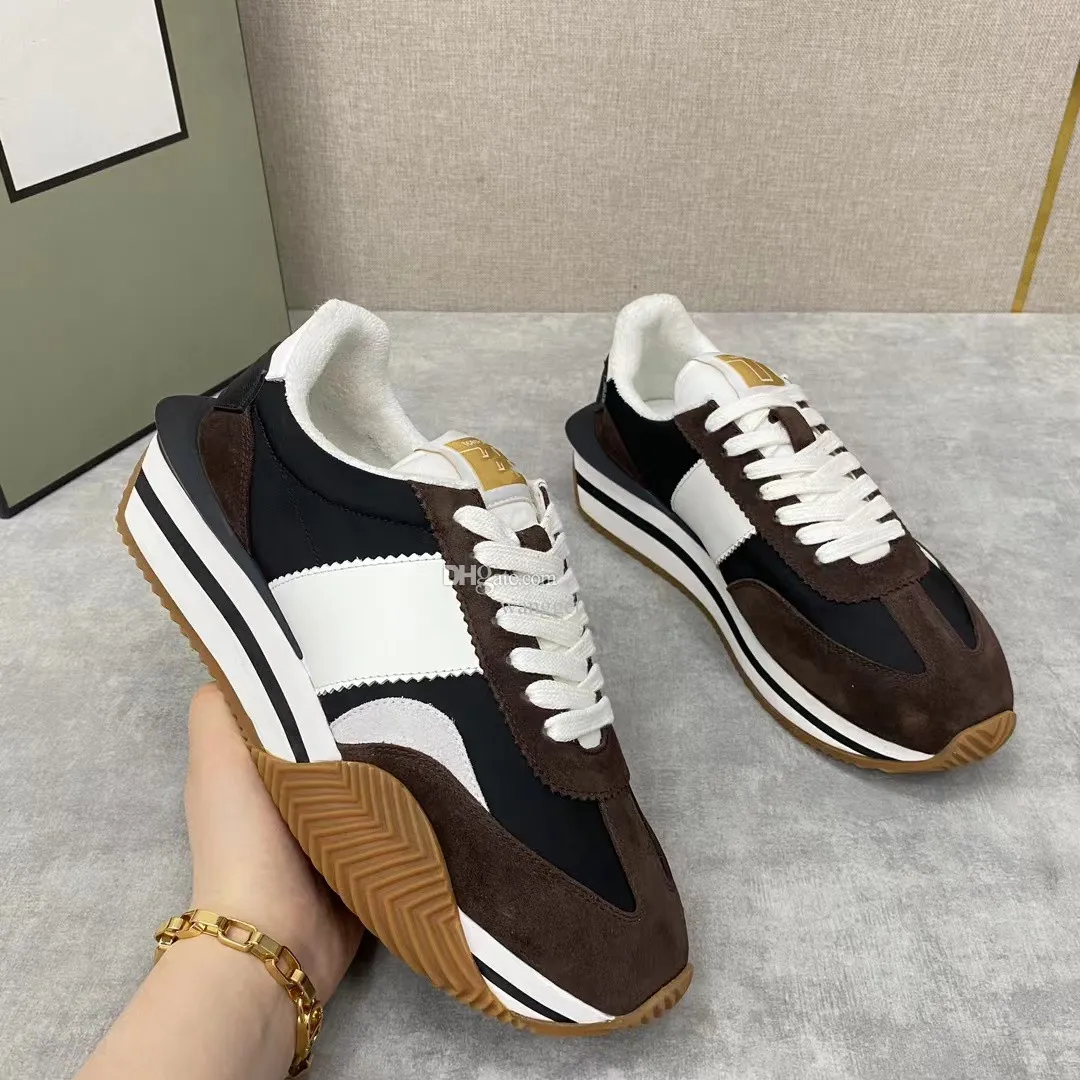 2023S S Casual James Sneaker Scarpe da uomo Side Stripe Pelle scamosciata Nylon Skateboard Walking Chunky Suola in gomma Lace Up Trainer EU38-46 Scatola da scarpe