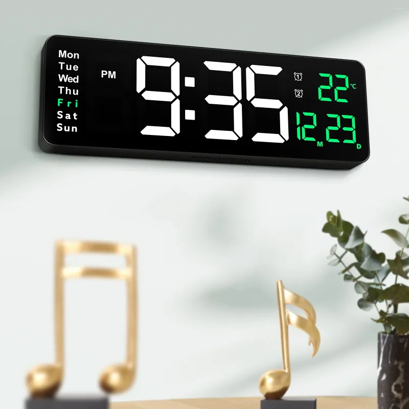 ساعة الحائط الرقمية على مدار الساعة شاشة شاشة حديثة لدرجة الحرارة الخارجية