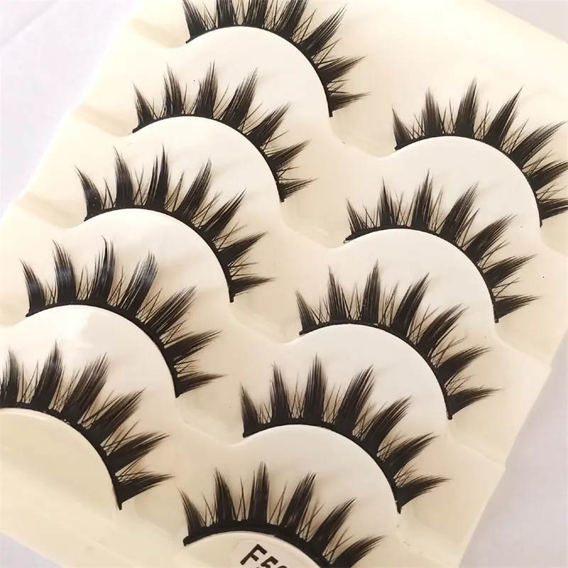 Makeup Tools Natural Long Cosplay Cross Strip False Eyelashes Black Eye Lashes 5pair 230425