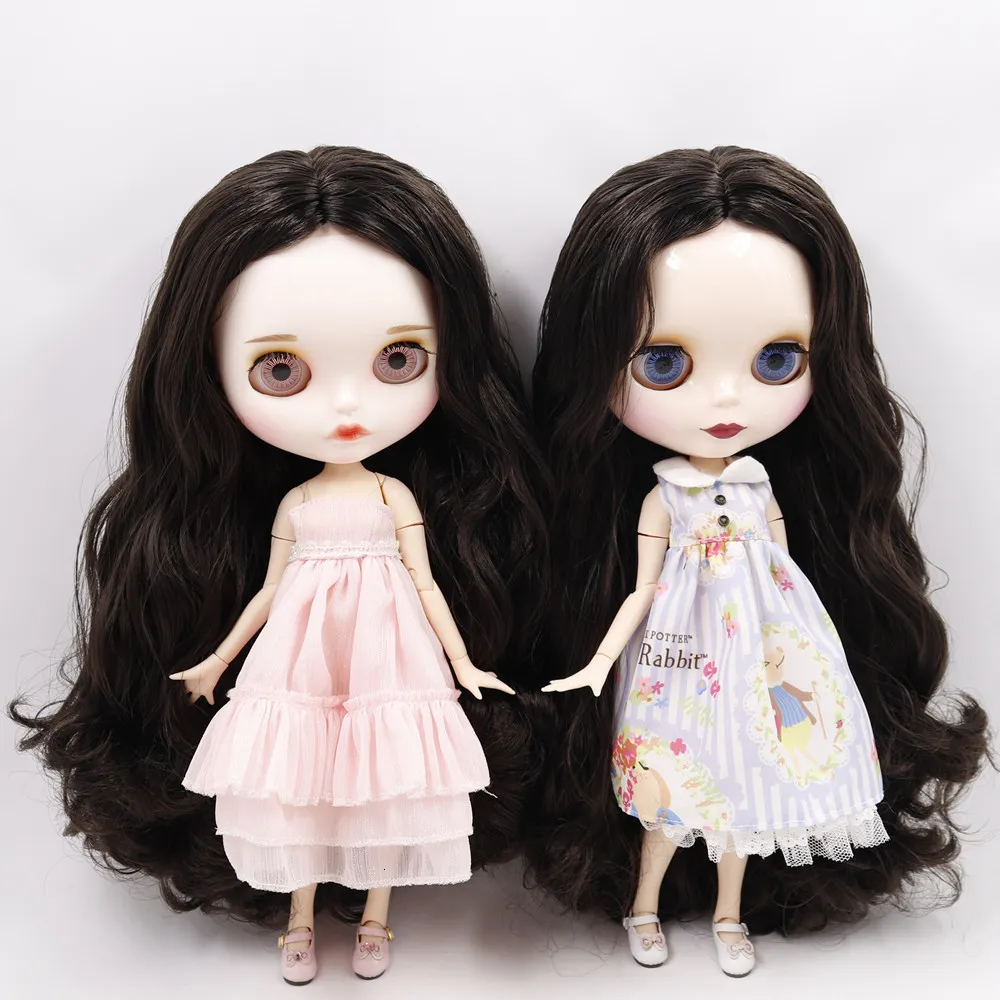 Dolls ICY DBS Blyth doll No.950 Black hair JOINT body White skin 1/6 BJD customized face with eyebrow ob24 anime girl 230426
