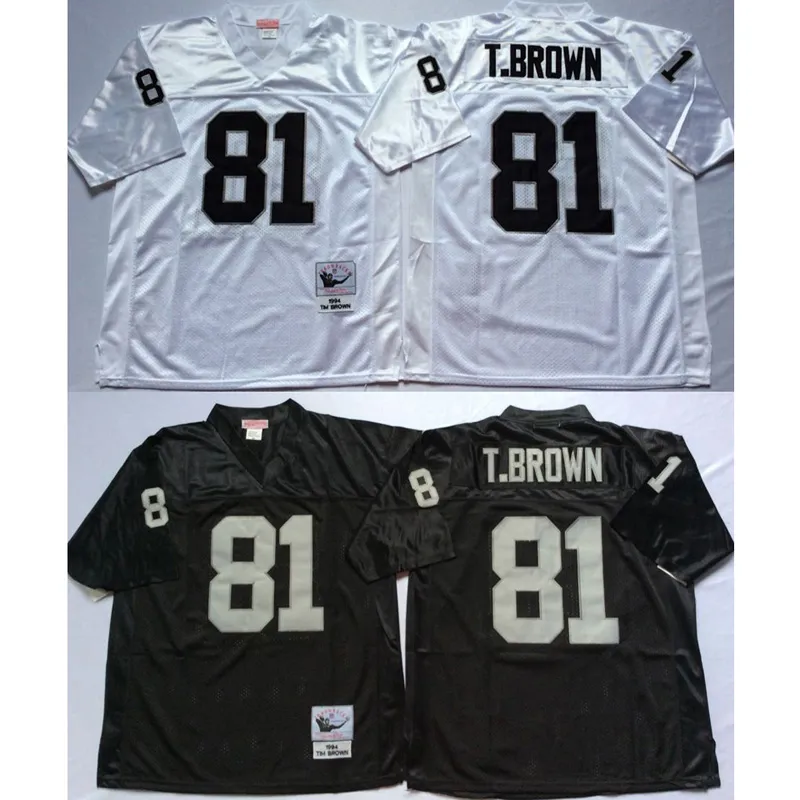 Football américain porter Tim Brown 81 maillots retour hommes blanc noir chemise mitchell ness taille adulte jersey cousu ordre de mélange