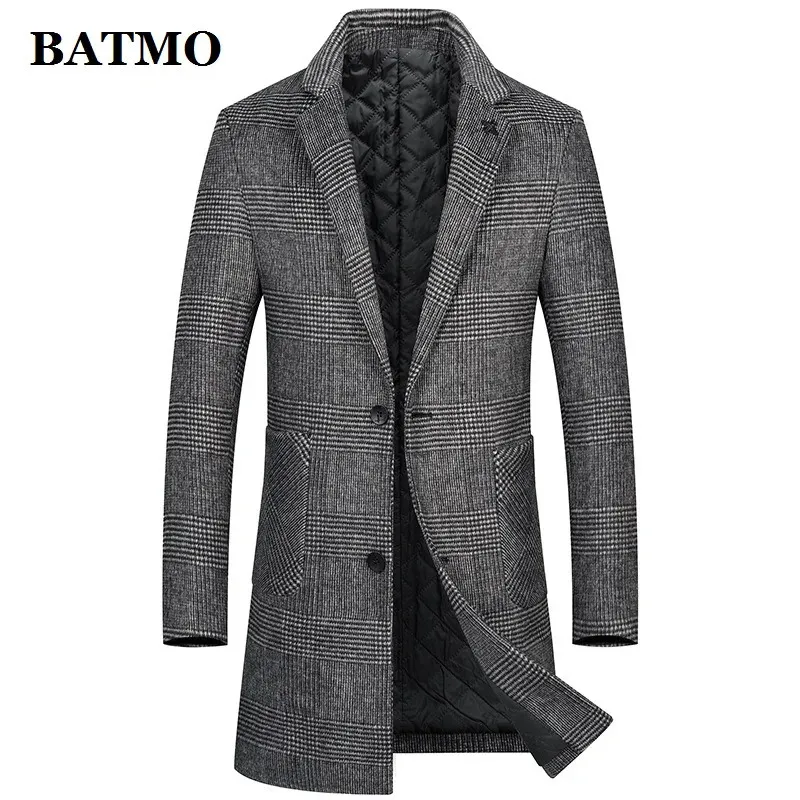 Hommes fourrure fausse BATMO 2023 arrivée automne hiver laine trench manteau hommes plaid pardessus M5XL 2975 231124