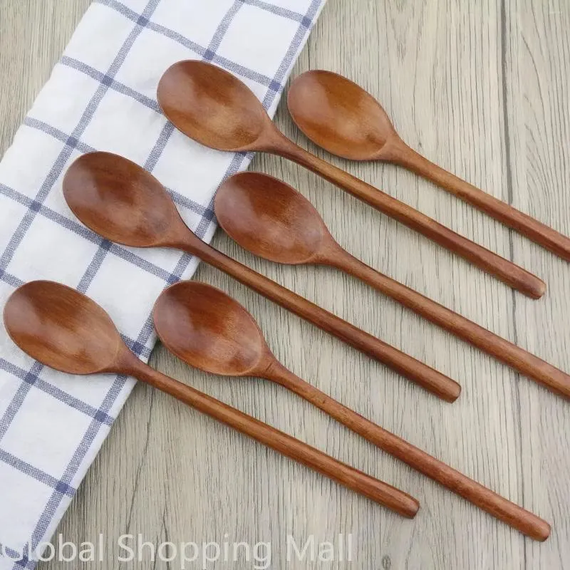 Spoons 6 Pieces 9 Inch Wood Soup For Eating Mixing Stirring Kitchen Korean Style Natural Spoon Cooking