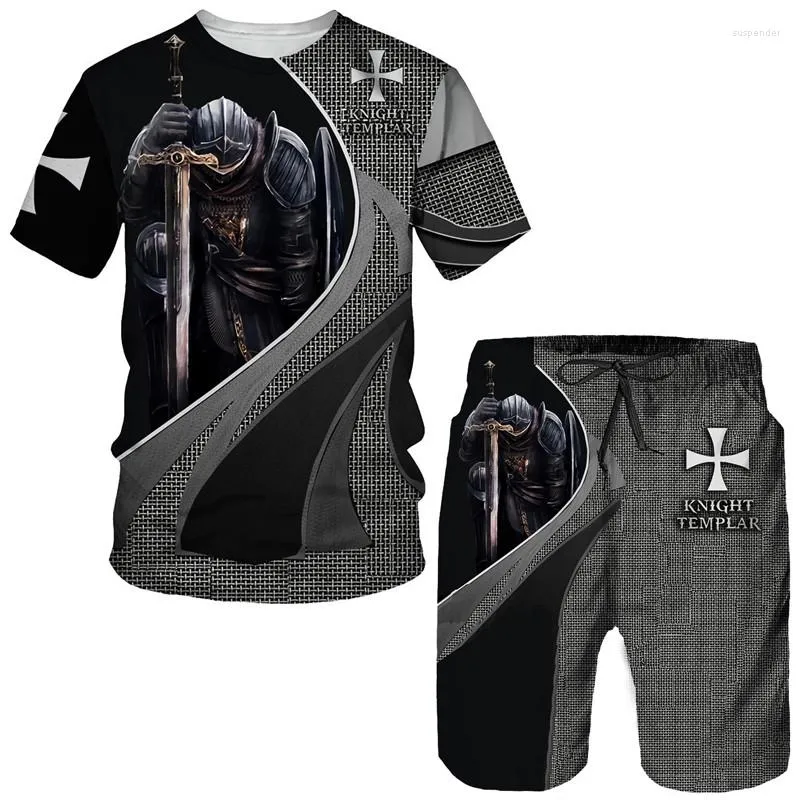 Men's Tracksuits Knight Templar 3D Print Men T-shirt/shorts/terno