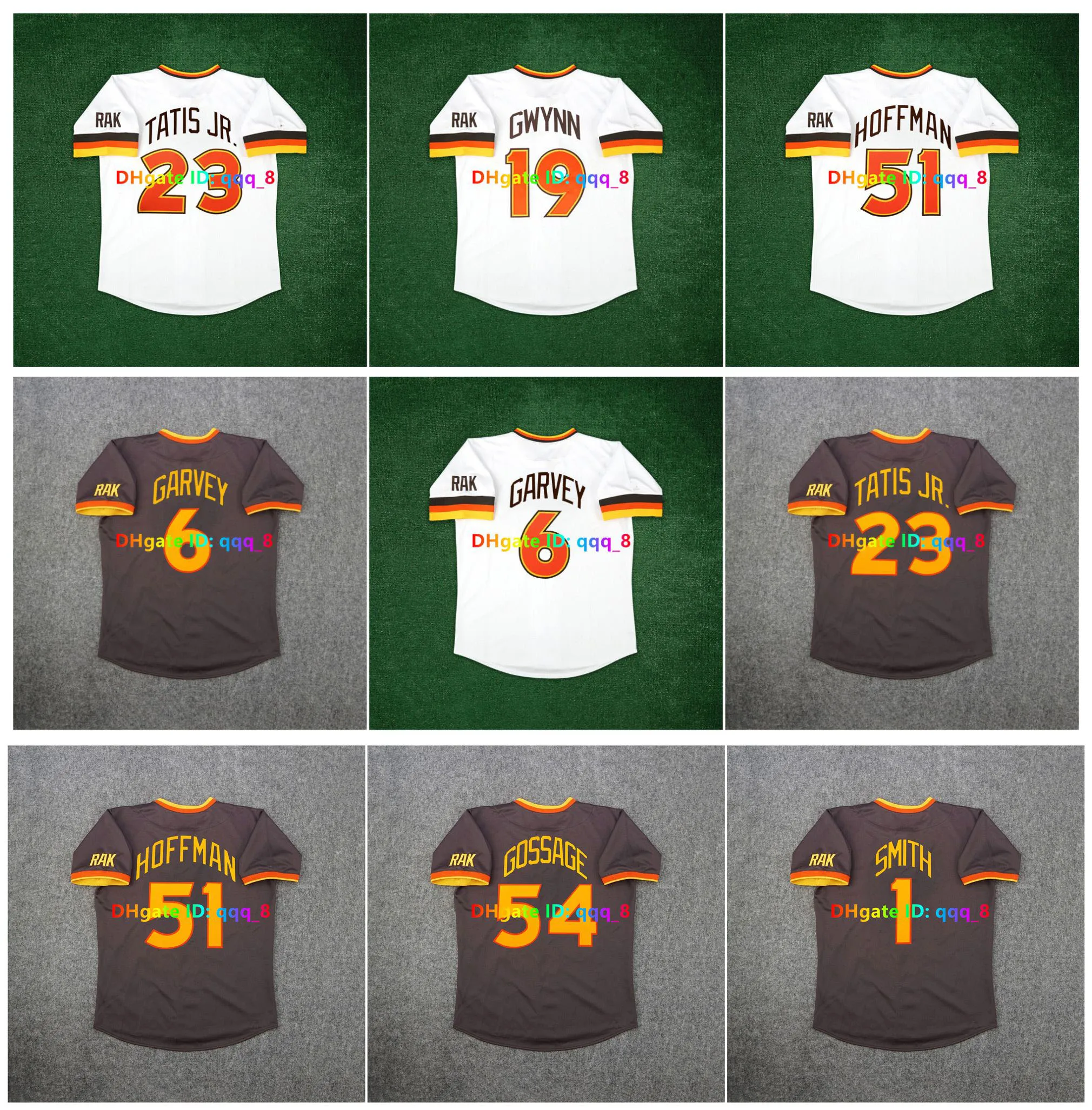 Tony Gwynn 1984 Maillots de baseball Steve Garvey Cooperstown Trevor Hoffman Dave Winfield Goose Gossage Ozzie Smith Fernando Tatis Jr. Blanc Marron Taille S-4XL