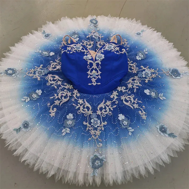 Dancewear Professionelle hochwertige benutzerdefinierte Größe benutzerdefinierte Farbe 12 Schichten Kinder Erwachsene blaue Ballett-Tutu-Kostüme 231124