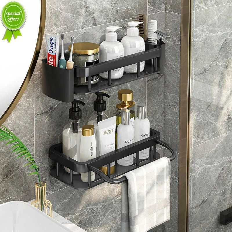 No Drilling Bathroom Shelves Shower Storage Holder Rack Shampoo Towel Shelf Kitchen Storage Basket Bathroom Accessories